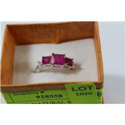 .925 SILVER NATURAL RUBY RING SIZE 6.5