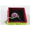 Image 1 : .925 SILVER NATURAL RUBY & CZ RING SIZE 6.5