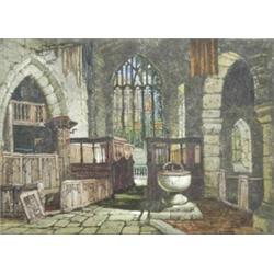 S** R** (19th Century), - S** R** (19th Century), Contrasts, a sunlit medieval church interior,...