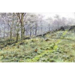 George Edward Lodge (1860 - 1954), - George Edward Lodge (1860 - 1954), Pheasants On A Wooded Hi...