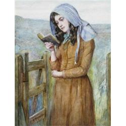 Helena Maguire (1860 - 1909), - Helena Maguire (1860 - 1909), The Good Book, a young country gir...