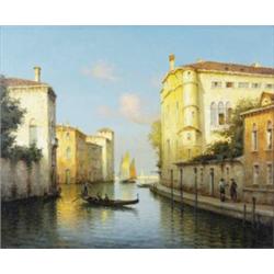 Golli Hugo Vallin (b.1921), - Golli Hugo Vallin (b.1921), Venice, a canal scene with gondola and...