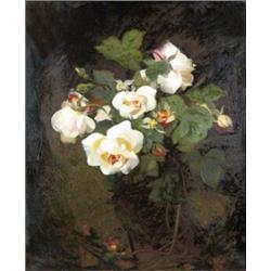 Stuart Park (1862 - 1933), - Stuart Park (1862 - 1933), Still Life Of White Roses, signed, 23in...