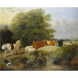 John Wray Snow (1801 - 1854), - John Wray Snow (1801 - 1854), Off To Market, farmer with pony an...