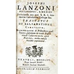 LANZONI, JOSEPHI - LANZONI, JOSEPHI (philosophi & medici)- TRACTATUS DE BALSAMATIONE CADAVERUM:...