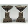 Image 1 : A pair of bronze Gothic revival mantel urns, - A pair of bronze Gothic revival mantel urns, in t...