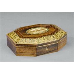 A Regency rosewood shallow octagonal box, - A Regency rosewood shallow ...