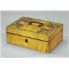 Image 1 : A George III maple box, - A George III maple box, the hinged lid with cut steel leaf sprays and...