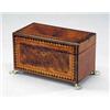 Image 1 : An early 19th century burr walnut and parquetry two-compartment tea caddy, - An early 19th centu...