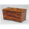 Image 1 : A George III fiddle back mahogany sarcophagus tea caddy, - A George III fiddle back mahogany sar...