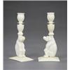 Image 1 : An amusing pair of ivory candlesticks, - An amusing pair of ivory candlesticks, each carved as a...