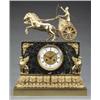 Image 1 : A fine large French ormolu and verde marble Empire style mantel clock, - A fine large French orm...