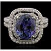 Image 1 : 14KT White Gold 4.77ct Tanzanite and Diamond Ring