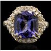 Image 1 : 14KT Yellow Gold 5.78ct Tanzanite and Diamond Ring