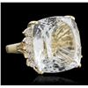 Image 2 : 14KT Yellow Gold GIA Certified 33.51ct Aquamarine and Diamond Ring
