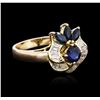 Image 2 : 14KT Yellow Gold 1.00ctw Sapphire and Diamond Ring