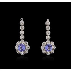 14KT White Gold 0.94ctw Tanzanite and Diamond Earrings