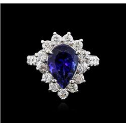 14KT White Gold 3.25ct Tanzanite and Diamond Ring