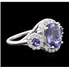Image 2 : 14KT White Gold 3.26ctw Tanzanite and Diamond Ring
