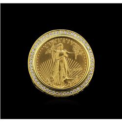 14KT Yellow Gold 0.43ctw Diamond Coin Ring