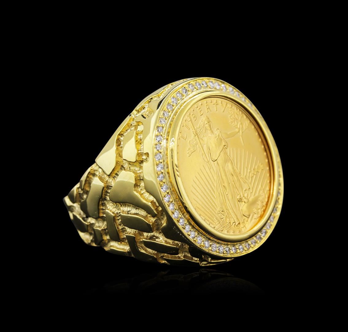 14KT Yellow Gold 0.43ctw Diamond Coin Ring