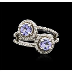 14KT White Gold 1.28ctw Tanzanite and Diamond Ring