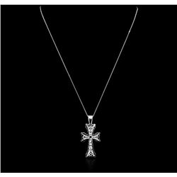 14KT White Gold Cross Pendant With Chain