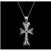 Image 2 : 14KT White Gold Cross Pendant With Chain