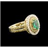 Image 2 : 0.88ct Emerald and Diamond Ring - 14KT Yellow Gold