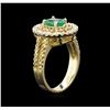 Image 3 : 0.88ct Emerald and Diamond Ring - 14KT Yellow Gold