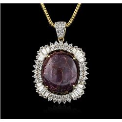 PLATED SILVER 60.25ct Ruby and White Sapphire Pendant With Chain