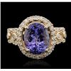 Image 1 : 14KT Yellow Gold 3.79ct Tanzanite and Diamond Ring