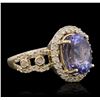 Image 2 : 14KT Yellow Gold 3.79ct Tanzanite and Diamond Ring