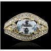 Image 1 : 14KT Yellow Gold 1.96ct Aquamarine and Diamond Ring