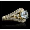 Image 2 : 14KT Yellow Gold 1.96ct Aquamarine and Diamond Ring
