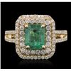 Image 1 : 14KT Yellow Gold 1.26ct Emerald and Diamond Ring