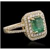 Image 2 : 14KT Yellow Gold 1.26ct Emerald and Diamond Ring