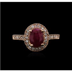 14KT Rose Gold 1.74ct Ruby and Diamond Ring