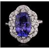 Image 1 : 14KT White Gold 4.16ct Tanzanite and Diamond Ring