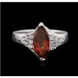 14KT White Gold 1.78ct Garnet and Diamond Ring