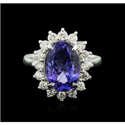 14KT White Gold 4.48ct Tanzanite and Diamond Ring