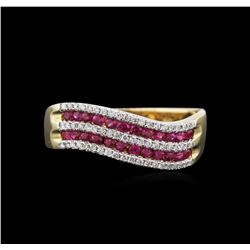 14KT Yellow Gold 0.57ctw Ruby and Diamond Ring