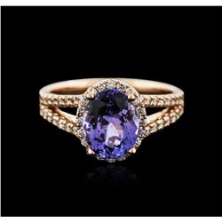 14KT Rose Gold 2.33ct Tanzanite and Diamond Ring