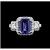 Image 1 : 3.35ct Tanzanite and Diamond Ring - 18KT White Gold