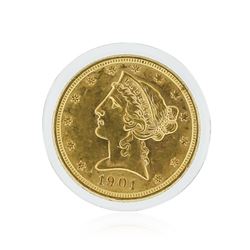 1901-S $5 CU Liberty Head Half Eagle Gold Coin