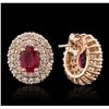 Image 2 : 14KT Rose Gold 2.07ctw Ruby and Diamond Earrings