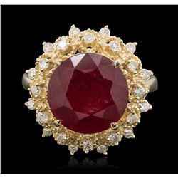 14KT Yellow Gold 6.86ct Ruby and Diamond Ring