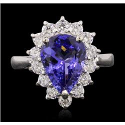 14KT White Gold 2.66ct Tanzanite and Diamond Ring