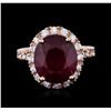 Image 1 : 14KT Rose Gold 8.69ct Ruby and Diamond Ring