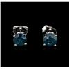 Image 1 : 14KT White Gold 1.29ctw Fancy Blue Diamond Stud Earrings